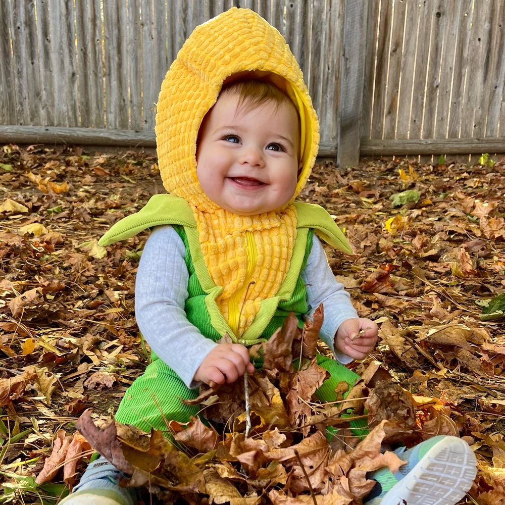 Charming Corn-Themed Kids Costume in Yellow and Green